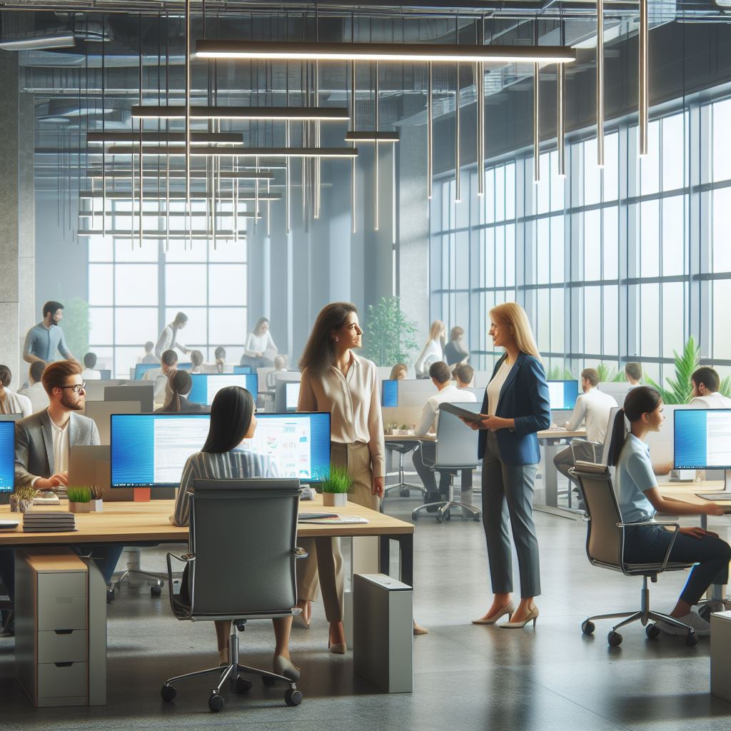 a large office filled with Information Technology workers
